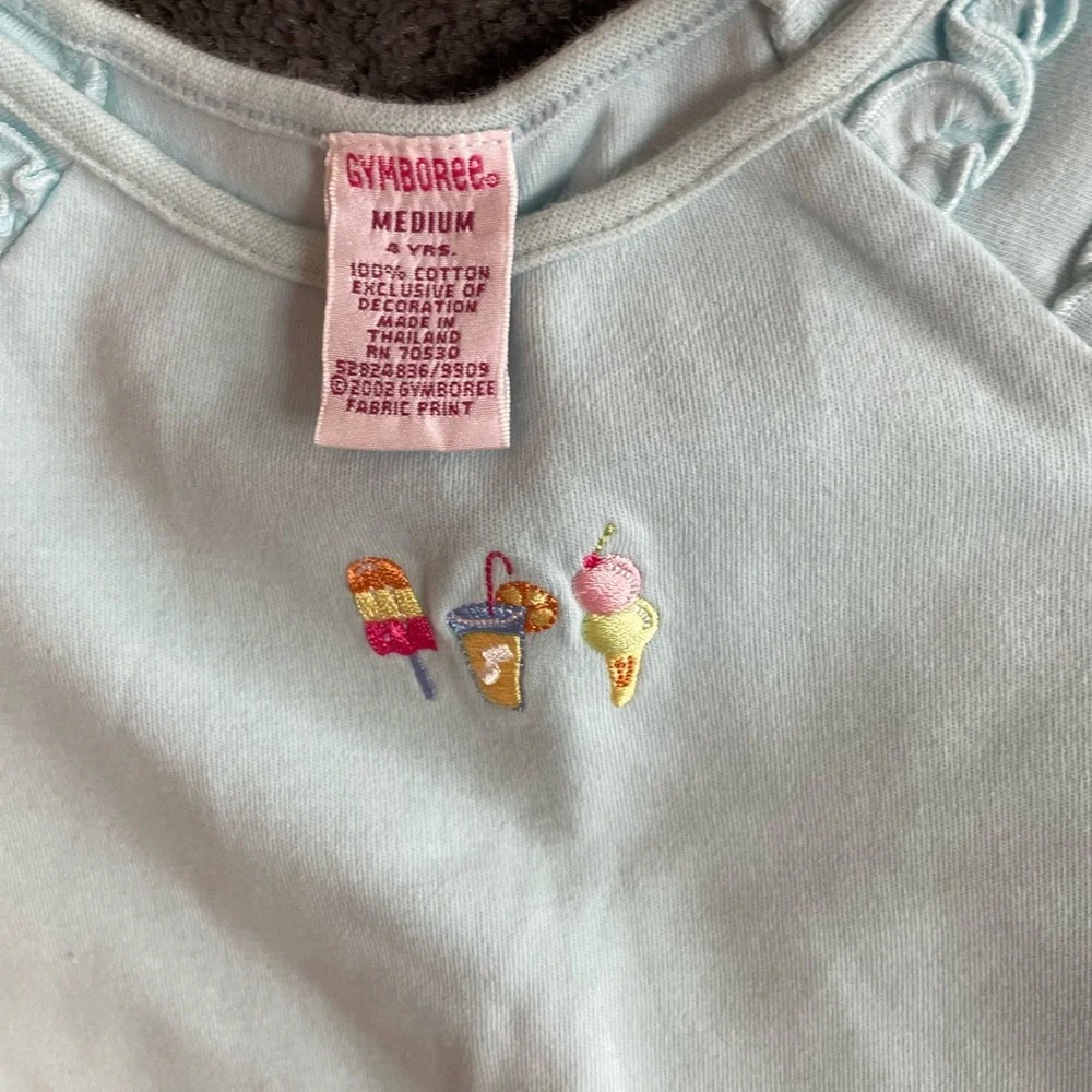 Vintage GYMBOREE Ruffle Sleeve Girls Top and Jeans Embroidery details Set 4Y